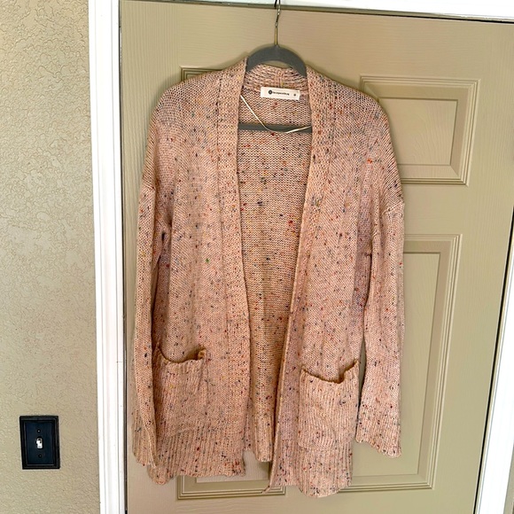 Cute boutique cardigan-blush pink with small colorful dots - Picture 1 of 2